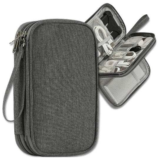 Travel cable organizer pouch for chargers and accessories